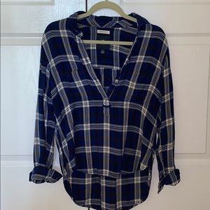 American Eagle Blue Plaid Boyfriend Fit Flannel